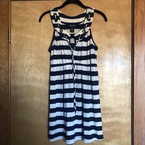 Cream White Navy Blue Sleeveless Mini Sailor Dress, nautical, sailorcore